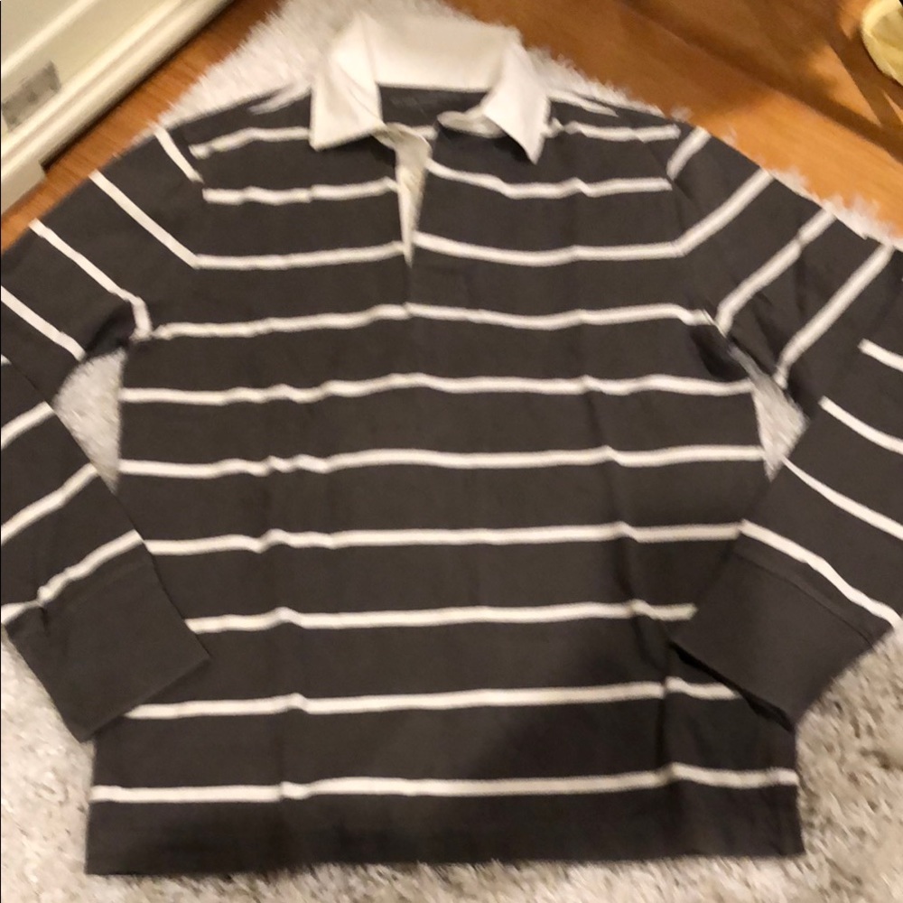 Club Monaco Striped Long Sleeve polos Shirt size S mt1